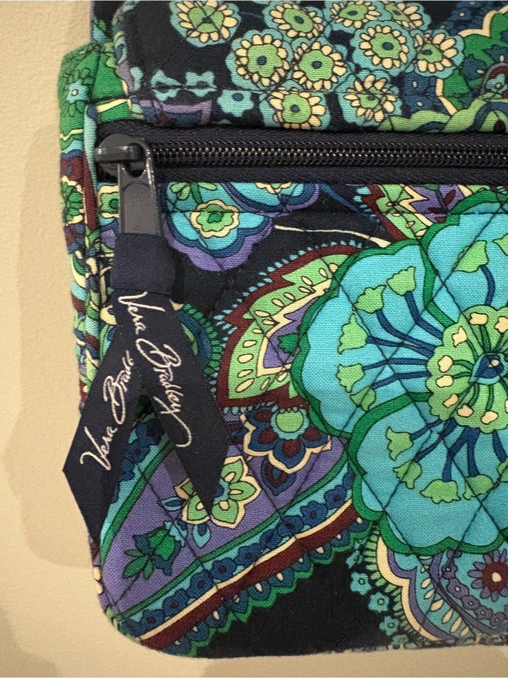 Vera Bradley Quilted Paisley Shoulder Bag in Teal, Navy & Green - Picture 3 of 10